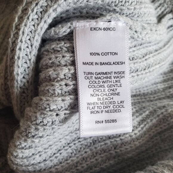 EXPRESS Womens Sweater SZ XS Cotton Knit Gray V-Neck Oversize Pullover Boyriend - Picture 10 of 10